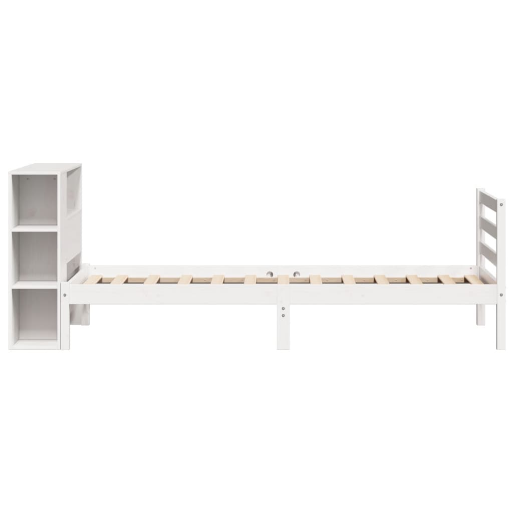 Bookcase Bed without Mattress White 90x200 cm Solid Wood Pine